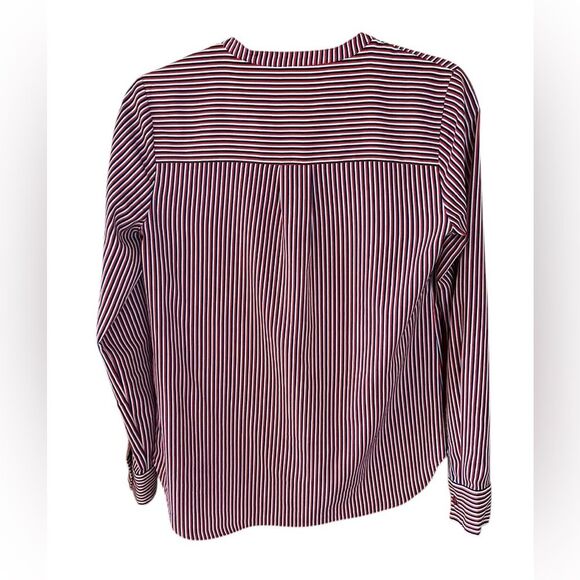 CABI Red White Blue Stripe V-Neck Long Sleeve Top Blouse Women's X-Small - Picture 3 of 9